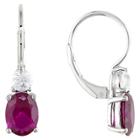 Target Created Ruby And Created White Sapphire Leverback Earrings In Sterling Silver - Red/white