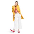 Women's Long Sleeve Collared Front Button-down Coat - Isaac Mizrahi For Target Yellow/tan M, Women's, Size: Medium, Yellow Brown