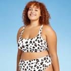 Juniors' Plus Size Ribbed Bralette Bikini Top - Xhilaration Multi Animal Print 1x, Black/brown/white