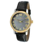 Target Men's Peugeot Round Leather Strap Calendar Watch - Black