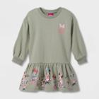 Mickey Mouse & Friends Toddler Girls' Minnie Mouse Printed Sweatshirt Dress - Green