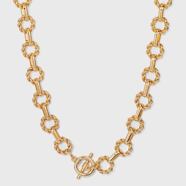 Twisted Toggle Closure Chain Necklace - A New Day Gold