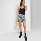 Women's Notch Front Seamed Denim Mini Skirt - Wild Fable Black/white Tropical Print