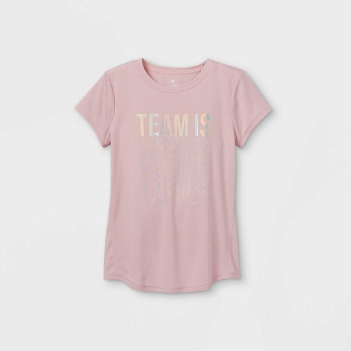 All In Motion Girls' Short Sleeve 'team Is Family' Graphic T-shirt - All In