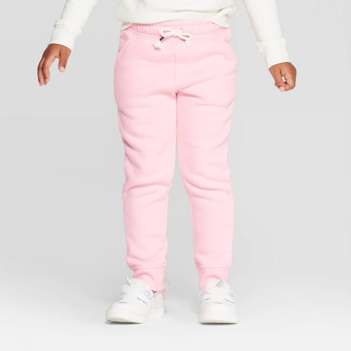 Toddler Girls' Fleece Joggers - Cat & Jack Pink 4t, Toddler Girl's