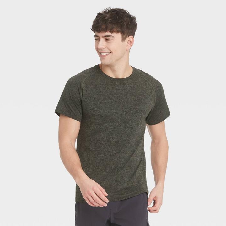 Men's Short Sleeve Seamless T-shirt - All In Motion Olive Green Heather