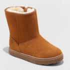 Toddler Girls' Cassidy Zipper Slip-on Shearling Style Winter Boots - Cat & Jack Cognac