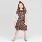 Girls' Short Sleeve Tiered Knit Dress - Art Class Brown