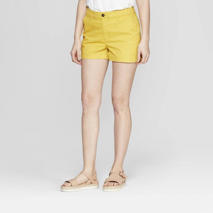 Women's High-rise Chino Shorts - A New Day Gold