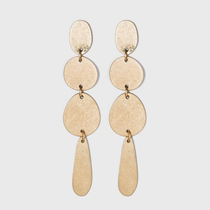 Worn Gold And Brushed Brass Mixed Shape Drop Earrings - Universal Thread Gold