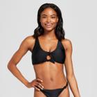 Vanilla Beach Women's Knot Front Bralette Bikini Top - Black D/dd Cup