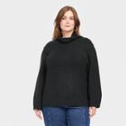 Women's Plus Size Mock Turtleneck Seam Front Pullover Sweater - Universal Thread Black