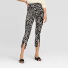 Women's Leopard Print Mid-rise Pull-on Split Front Skinny Pants - Who What Wear White