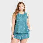 Women's Plus Size Polka Dot Tank Top And Shorts Pajama Set - Stars Above Blue