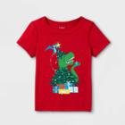 Toddler Boys' Adaptive Christmas Dinosaur Short Sleeve Graphic T-shirt - Cat & Jack Red