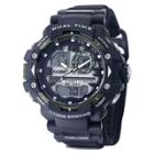 Men's U.s. Army C41 Multifunction Watch By Wrist Armor-black And Green Dial - Black Nylon Strap,