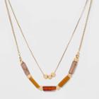 Semi-precious Stones Peach Moonstone Red Aventurine Carnelian Necklace - Universal Thread Pale Peach, Women's, Pale Pink