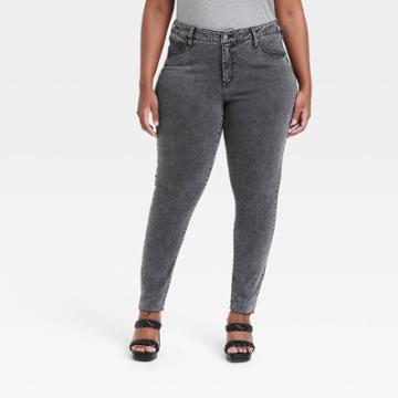 Women's Mid-rise Skinny Jeans - Ava & Viv Charcoal Gray