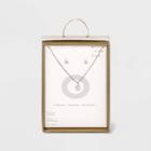 Silver Plated Cubic Zirconia Pave Initial Pendant Necklace And Earring Set - A New Day Initial O