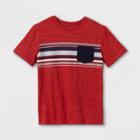 Boys' Chest Striped Pocket Short Sleeve T-shirt - Cat & Jack Heather Red