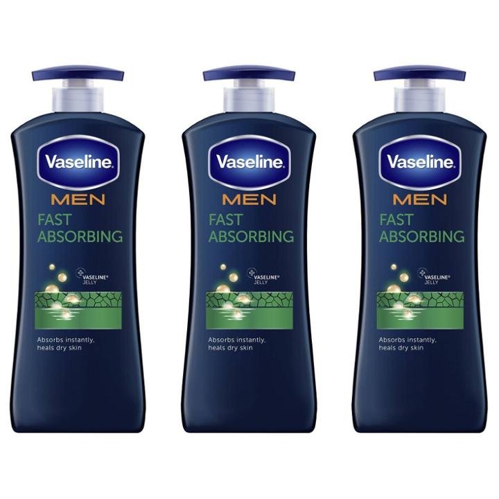 Vaseline Intensive Care Men's Fast Absorbing Hand And Body Lotion - 20.3 Fl Oz/3pk