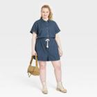 Women's Plus Size Short Sleeve Boilersuit - Universal Thread Navy Blue