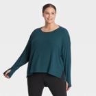 Women's Plus Size Long Sleeve Ribbed Tunic - All In Motion Navy Teal