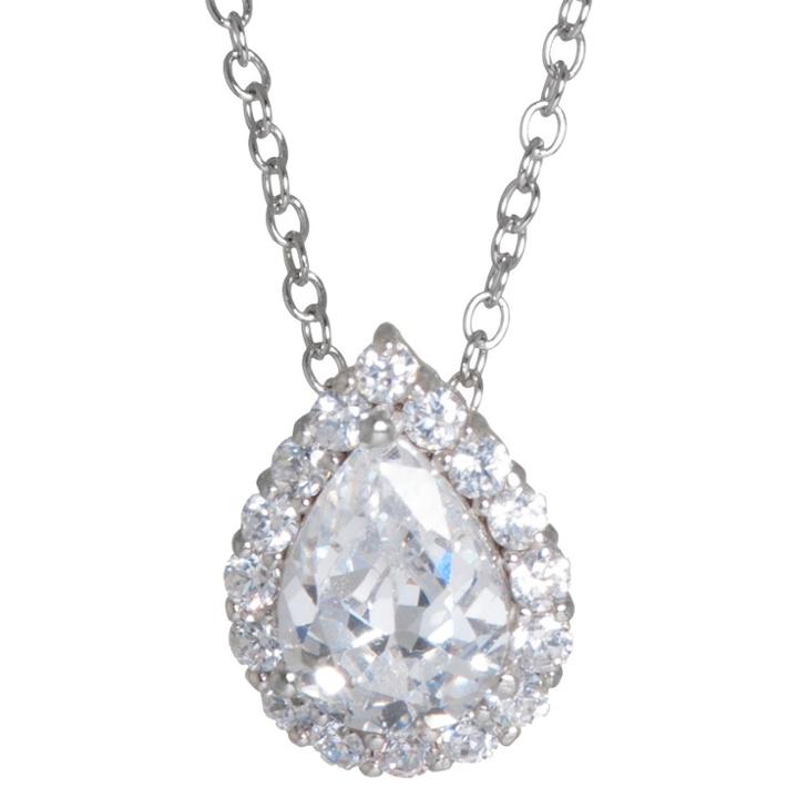 Target Sterling Silver Cubic Zirconia Tear Pendant - Silver/clear (18), Women's, White
