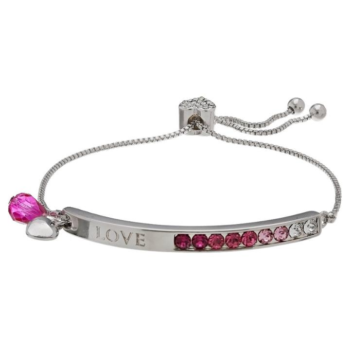 Target Women's Adjustable Bracelet With Swarovski Crystal In Silver Plate