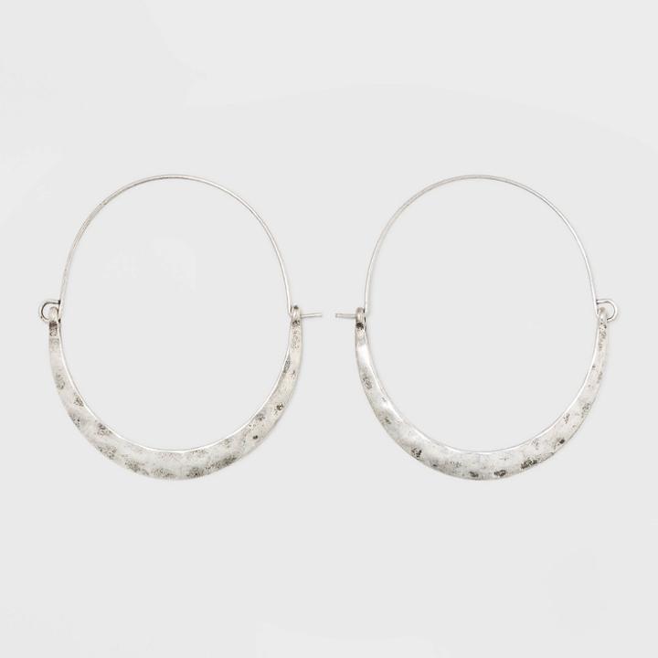Target Hammered Bottom Hoop Earrings - Universal Thread Silver, Women's