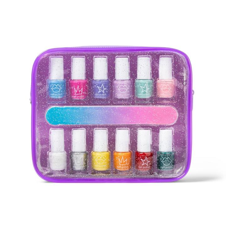 No Brand Mini Nail Polish With Bag - White, Pink, Yellow
