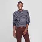 Men's Striped Standard Fit Long Sleeve Textured Crew Neck Shirt - Goodfellow & Co Xavier Navy