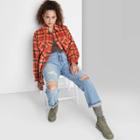 Women's Shirt Jacket - Wild Fable Rust Plaid