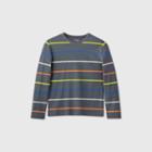 Boys' Striped Long Sleeve T-shirt - Cat & Jack Gray/blue/green Xs, Blue/gray/green