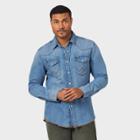 Wrangler Men's Button-down Work Shirt - Denim Blue L, Men's,