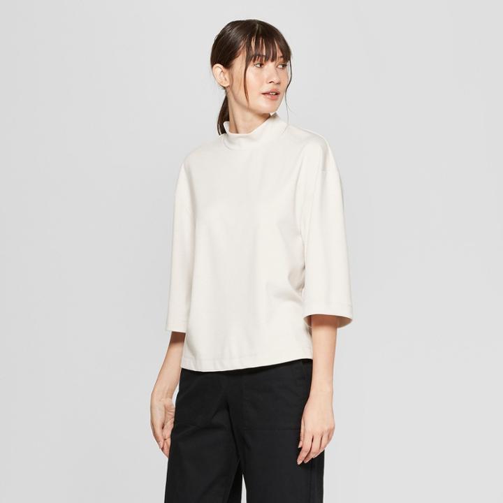 Women's 3/4 Flare Sleeve Mock Neck T-shirt - Prologue Cream (ivory)