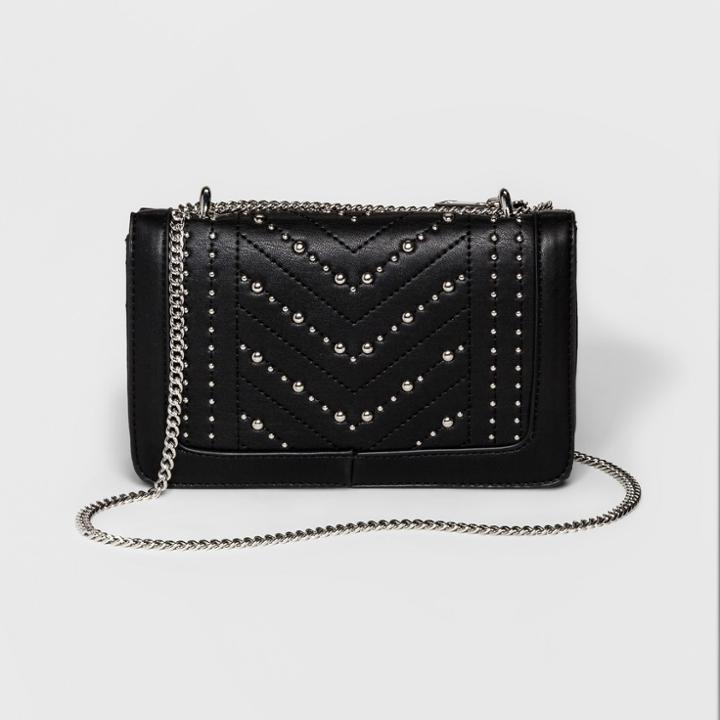 Women's Cesca Medium Crossbody Bag With Quilting And Stud Details - Black