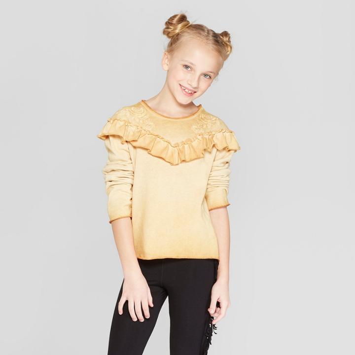 Girls' Embroidered Pullover - Art Class Gold