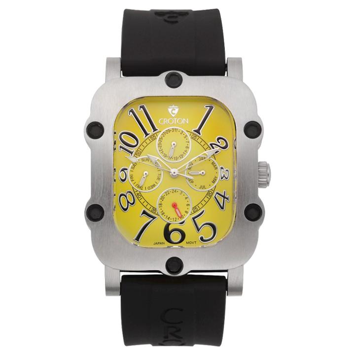 Men's Croton Analog Watch - Black Yellow Dial