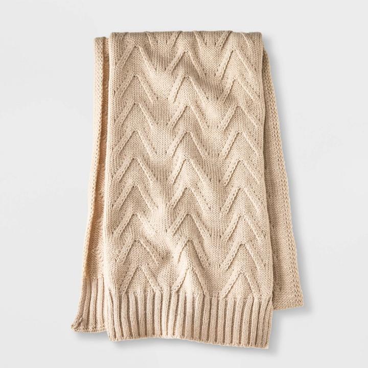 Men's Chunky Chevron Knit Scarves - Goodfellow & Co Cream, Ivory