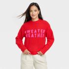 Women's Crewneck Slogan Sweater - A New Day Red