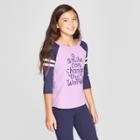 Girls' 3/4 Sleeve Change The World Baseball T-shirt - Cat & Jack Purple