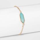 Boxed Hexagon With Amazonite Semi-precious Stone Bolo Bracelet - A New Day Green, Women's