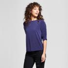 Women's 3/4 Shirred Sleeve Top - Mossimo Blue