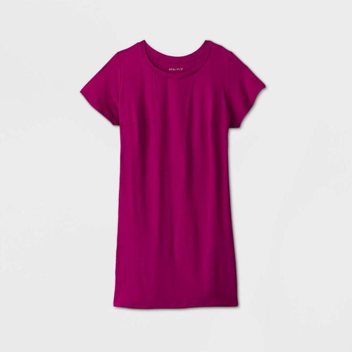 Women's Plus Size Short Sleeve T-shirt Dress - Ava & Viv Purple 2x, Women's,
