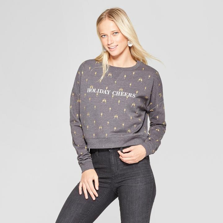Women's Holiday Cheer Champagne Sweatshirt - Fifth Sun Charcoal