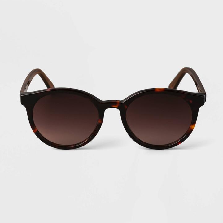 Women's Tortoise Print Acetate Round Sunglasses - A New Day , Green