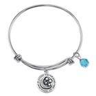 Target Women's 'shoot For The Moon' Expandable Bangle In Stainless Steel, Silver/blue