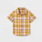 Toddler Boys' Plaid Woven Poplin Short Sleeve Button-down Shirt - Cat & Jack Purple
