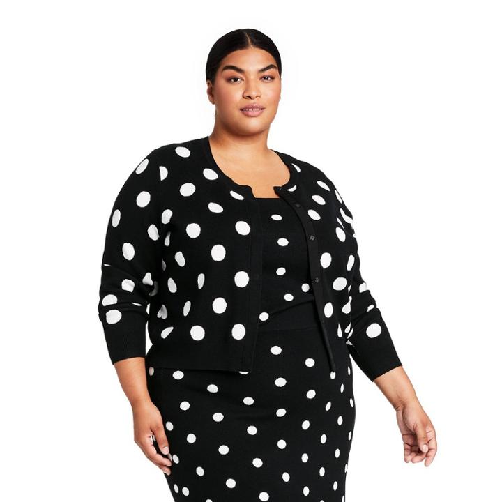 Women's Plus Size Polka Dot Cardigan - Victor Glemaud X Target Black